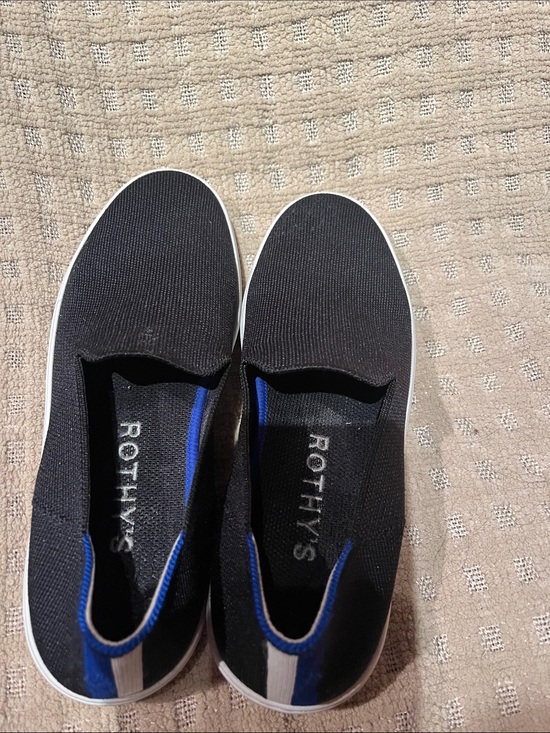 Rothy's Shoes - Rothy's Black Knit Slip-On with Blue Accents
